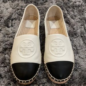 White and black Tory Burch espadrilles